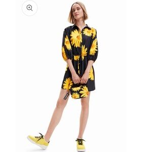 DESIGUAL MARGA CHRISTIAN LACROIX DAISY PRINT SMOCK SHIRT DRESS